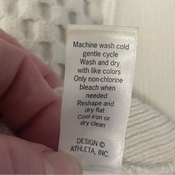 Athleta Tunic Sweater Checkerboard Knit High/Low Hem Cream Size Small - Picture 9 of 13